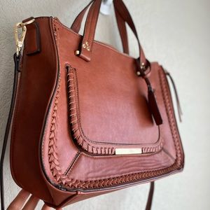 Sole Society Destin Satchel Vegan Leather Boho Cognac Color Like New